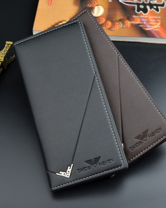 New Men's Wallet - Men's Long Money Clip, Vertical Thin Youth Soft Leather Pouch, Multi-Card Position Large Capacity Fashion Suit Bag
