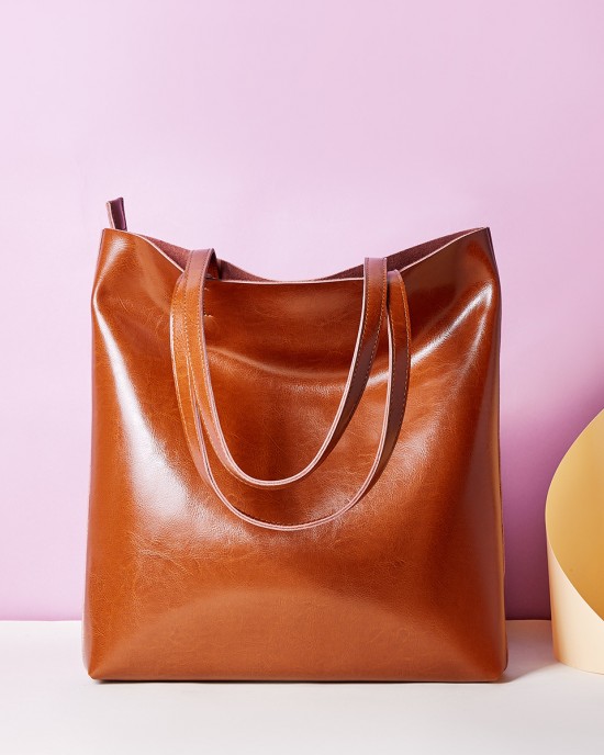 New summer new cowhide women's bags, fashionable, simple tote bags, large-capacity, fashionable handbags and shopping bags