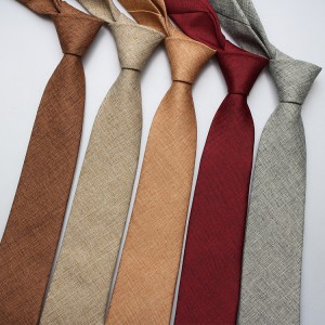 Factory direct supply, fashionable British-style jacquard imitation linen solid color tie, men's casual business tie.
