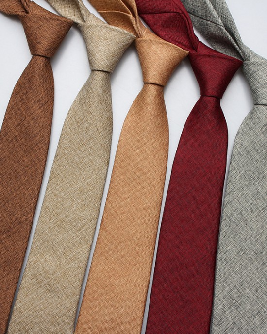 Factory direct supply, fashionable British-style jacquard imitation linen solid color tie, men's casual business tie.