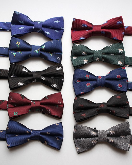 Factory direct supply, ready-to-stock men's formal bow ties, cartoon animal logo casual men's bow ties.