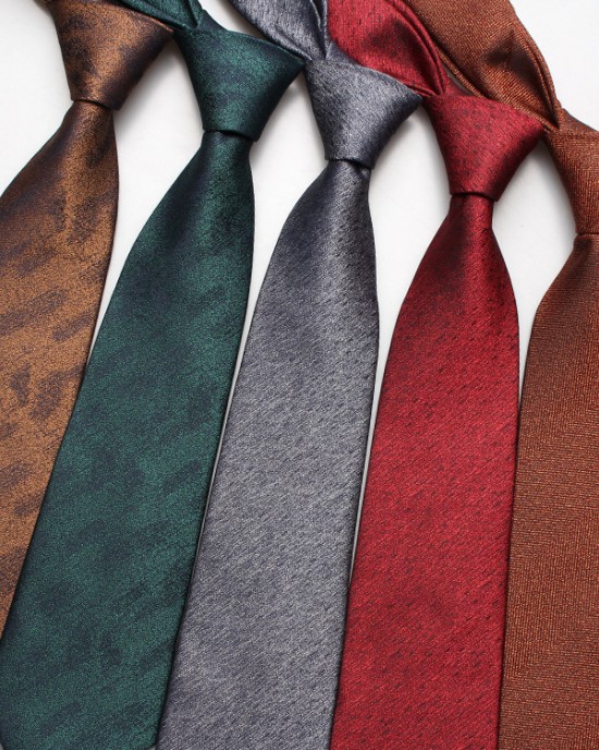 Men's Polyester Jacquard Business Ties: Solid Color Floral Casual High-End Ties (Factory Direct)