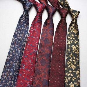 Fashionable casual floral leaf arrow-shaped men's tie in stock Business polyester jacquard suit ties for banquets