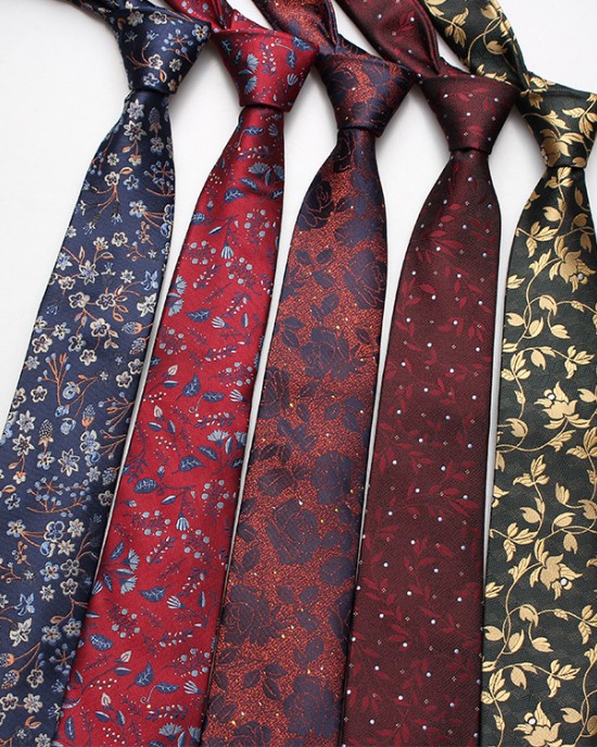 Fashionable casual floral leaf arrow-shaped men's tie in stock Business polyester jacquard suit ties for banquets