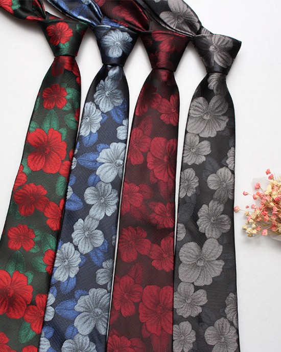 Fashionable casual floral leaf arrow-shaped men's tie in stock Business polyester jacquard suit ties for banquets