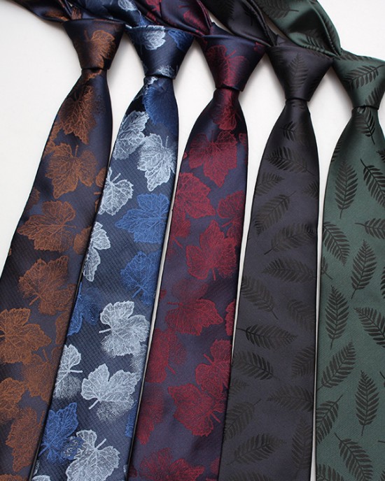 Fashionable casual floral leaf arrow-shaped men's tie in stock Business polyester jacquard suit ties for banquets