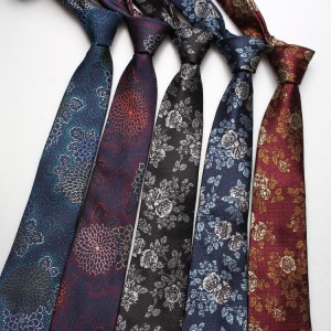Fashionable casual floral leaf arrow-shaped men's tie in stock Business polyester jacquard suit ties for banquets