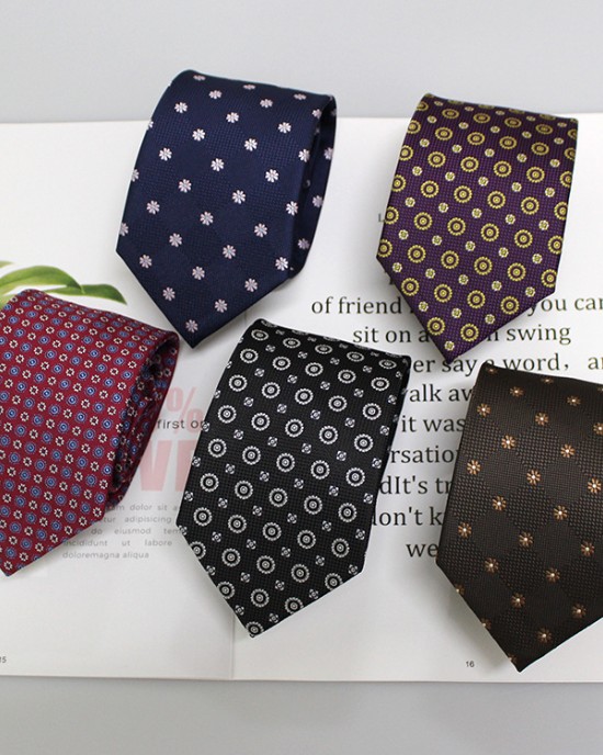 Men's jacquard polyester business tie manufacturers, ready-to-stock wholesale, classic trendy floral striped ties.