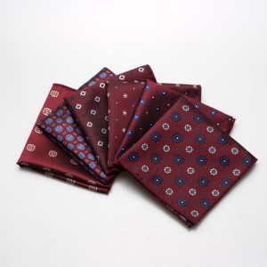 Men's formal suits, business suits, actor suits, polyester burgundy patterned pocket squares, with gift boxes available.