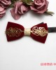 Factory in stock, trendy and personalized velvet inlaid burgundy bow ties, wedding banquet suit accessories