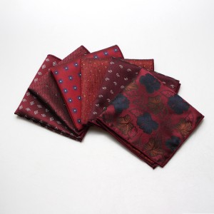 Men's formal suits, business suits, actor suits, polyester burgundy patterned pocket squares, with gift boxes available.