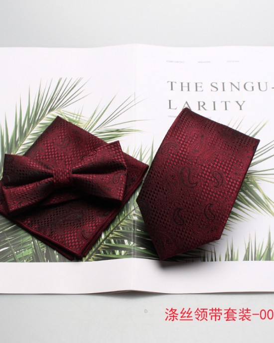 2023 new styles in stock. Men's formal suits for banquets, groomsmen, and groomsmen. Three-piece burgundy tie set.
