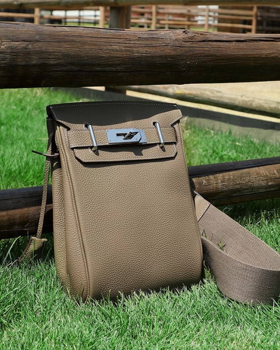 Cross-border Togo top-grain cowhide Kelly crossbody chest bag, unisex backpack, fashionable genuine leather shoulder bag