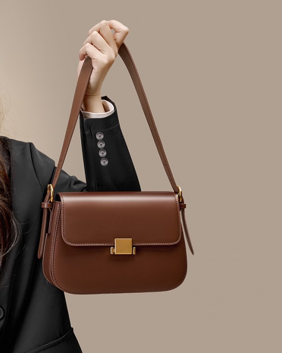 High-end niche design, underarm genuine leather bag, 2025 spring/summer fashionable tofu bag, shoulder crossbody bag