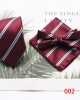 Burgundy retro men's tie, bow tie, and square handkerchief three-piece set, business and fashionable wedding groomsmen's tie set