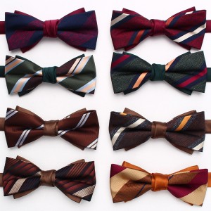 Lei'er double-layered men's bow tie, striped British business bow tie, Korean-style groomsmen wedding shirt bow tie, in stock