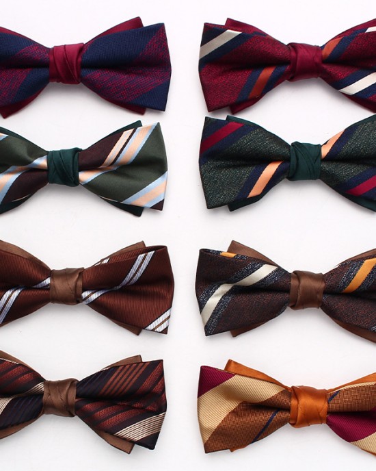 Lei'er double-layered men's bow tie, striped British business bow tie, Korean-style groomsmen wedding shirt bow tie, in stock