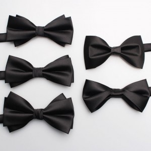 2025 Spring/Summer new solid-color black men's groom and groomsmen wedding bow ties, factory-in-stock wholesale.