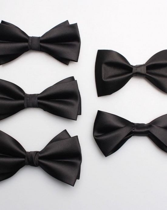 2025 Spring/Summer new solid-color black men's groom and groomsmen wedding bow ties, factory-in-stock wholesale.