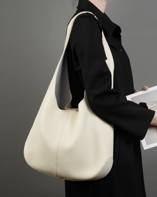 New Korean Internet-Famous Women's Bag, Large-Capacity First-Grain Leather Tote Bag, Luxury Underarm Single-Shoulder Genuine Leather Bag