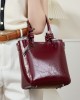 New autumn top-grain cowhide cracked shoulder-shoulder genuine leather crossbody tote bucket bag, niche waxed leather women's bag.