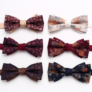 Lei'er patterned bow tie in stock, men's bow tie in multiple colors, wedding groom bow tie, bow tie with flower, wholesale.
