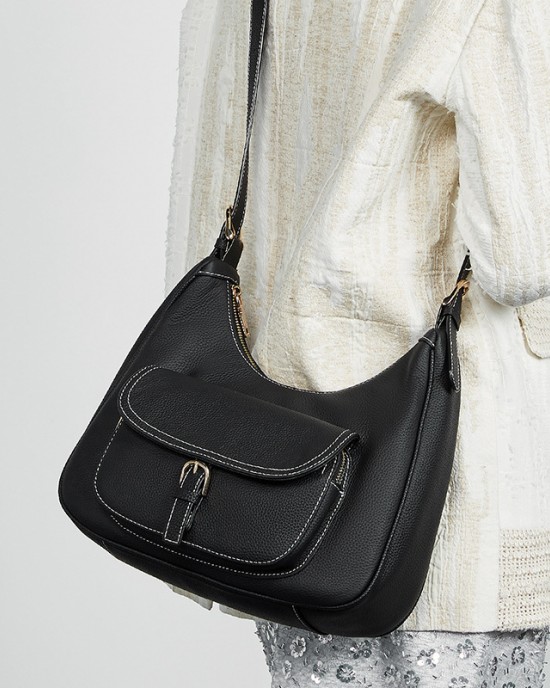 New top-grain cowhide underarm tote bag for women, large-capacity saddle bag, genuine leather shoulder bag for women, suitable for work commuting