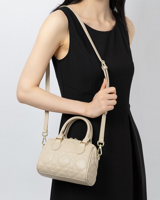 Genuine Leather Diamond-Quartz Boston Bag, 2025 New, Fashionable, Versatile, High-End Diamond-Quartz Handbag, Shoulder Bag, Crossbody Bag