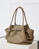 Large, stylish and simple top-grain cowhide handbag, pleated basket bag, elegant genuine leather shoulder and crossbody bag