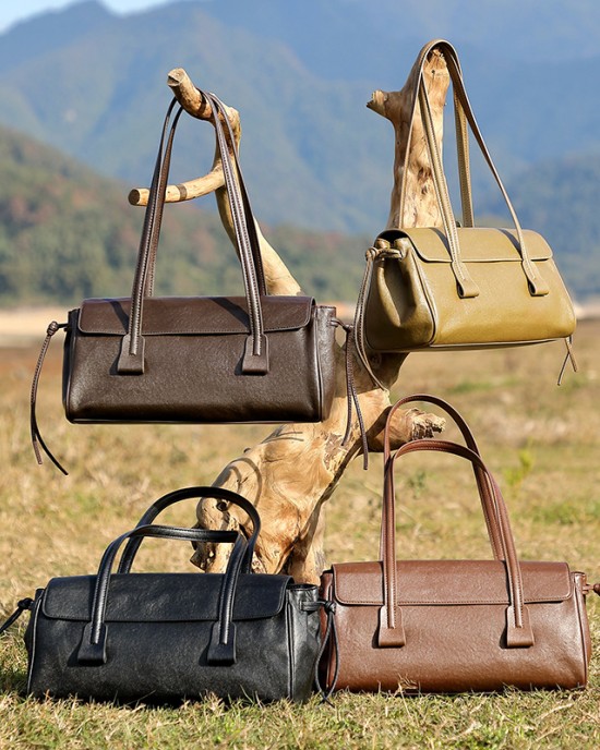 Spring/summer new vegetable-tanned cowhide underarm bag Luxury-style pillow-shaped women's handbag, popular and versatile single-shoulder baguette bag