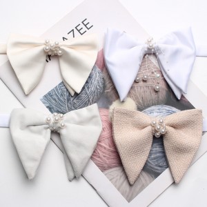 2025 New Korean-Style Polyester Diamond-Encrusted Women's Bow Ties, Banquet Hosting Performance Bow Ties, Imitation Linen Bow Tie Accessories