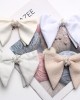 2025 New Korean-Style Polyester Diamond-Encrusted Women's Bow Ties, Banquet Hosting Performance Bow Ties, Imitation Linen Bow Tie Accessories