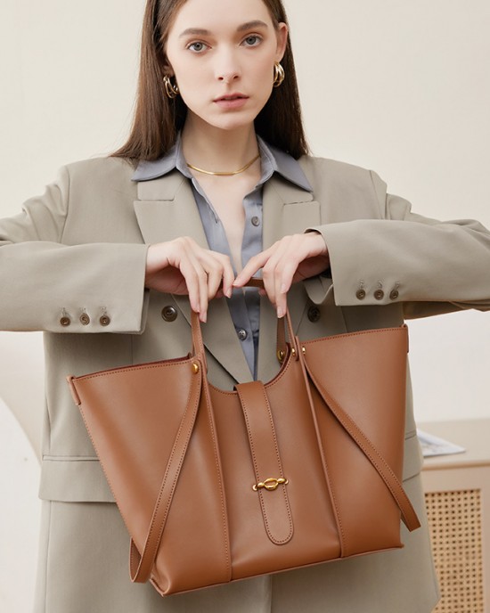 Strict Genuine Leather Chanel-Style Diamond-Chain Bucket Bag, 2025 New High-End Niche Crossbody Shoulder Bag