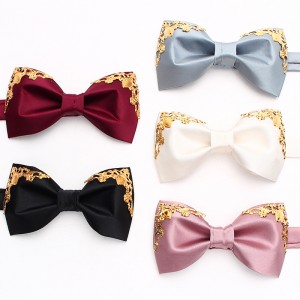 Leier men's stylish bow ties, trendy shirts, suits, banquets, and wedding accessories, including bow ties with gold embellishments.