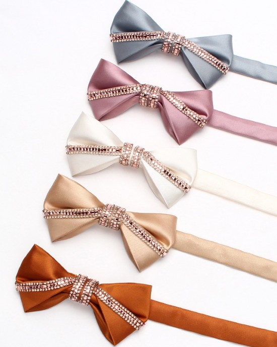 Golden bow ties, men's diamond bow ties, stylish Korean-style bow ties for groomsmen and groomsmen, wholesale