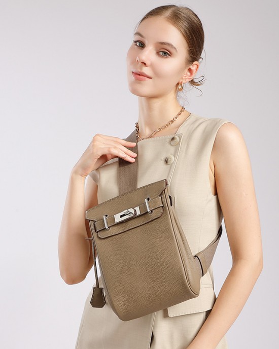 Cross-border Togo top-grain cowhide Kelly crossbody chest bag, unisex backpack, fashionable genuine leather shoulder bag