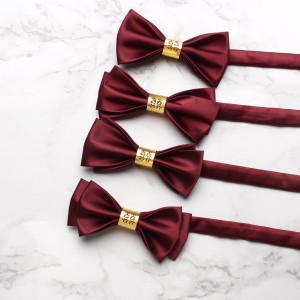 Red wedding tie with a "happiness" character, solid-color wedding bow ties for groomsmen, formal wedding bow ties, bow tie ties for suits