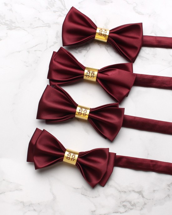 Red wedding tie with a "happiness" character, solid-color wedding bow ties for groomsmen, formal wedding bow ties, bow tie ties for suits