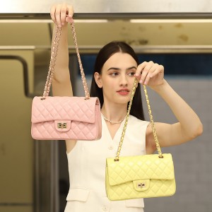 Cross-border exclusive women's bag, new diamond-patterned chain bag, top-grain leather, Chanel-style, light luxury, high-end shoulder crossbody bag