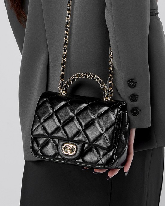 Women's bags, 2025 New Chanel-style metal chain diamond-patterned handbag, versatile shoulder and crossbody used women's bag.
