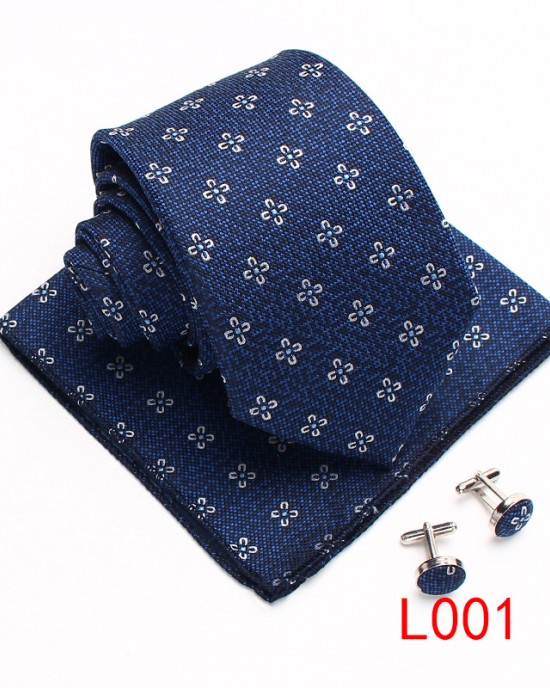 Leier floral polyester three-piece suits, gentleman's fashionable and casual men's ties, handkerchiefs, and cufflinks.