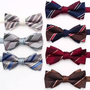 Lei'er double-layered men's bow tie, striped British business bow tie, Korean-style groomsmen wedding shirt bow tie, in stock