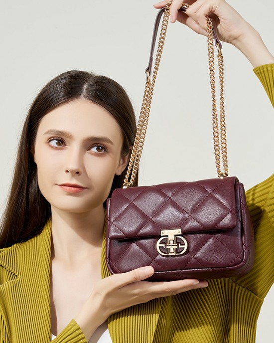 2025 new genuine leather women's bags, small crossbody bags, summer shoulder chain bags for women