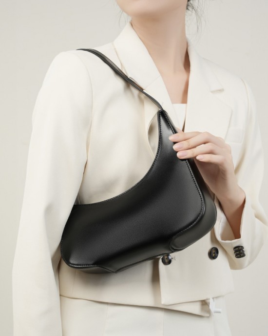 Niche Genuine Leather Design Kendall Jenner's Half Moon Bag, 2025 New Minimalist Single Shoulder Underarm Handbag