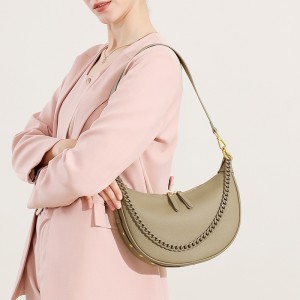 Genuine leather underarm bag, 2025 new dumpling bag, fashionable shoulder bag, high-end chain bag, trendy women's bag