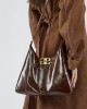 Top-grain cowhide underarm bag, hobo bag, high-end, used, large-capacity tote bag.