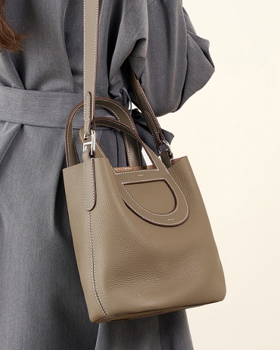 2025 new togo top-grain cowhide pig nose basket bucket bag, handbag, shoulder bag, crossbody bag