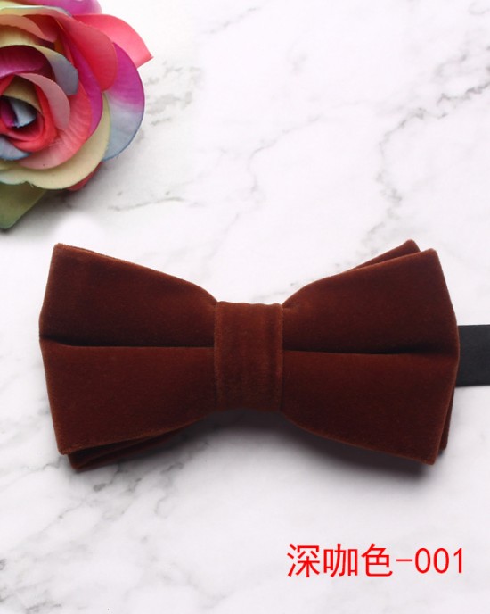Men's plush shirt bow ties, wholesale, double-layer solid-color Korean velvet neckties for grooms and groomsmen, wedding bow tie manufacturer.
