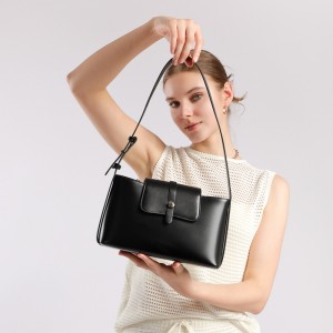 2025 autumn new style genuine leather women's handbag, niche design, stylish, simple, elegant, versatile shoulder and underarm handbag.