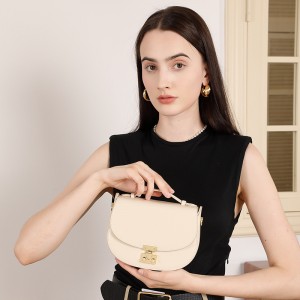 Niche design commuter handbag, luxurious genuine leather crossbody bucket bag, single shoulder bag for women, ins-style bucket bag